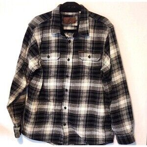 Orvis Men's L Woven Flannel Shirt Shacket Black Plaid w/ Pockets